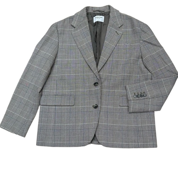 Babaton Atelier Sz 1 / XS Blazer Oversized Beige Plaid Academia Classic Preppy - Picture 2 of 8
